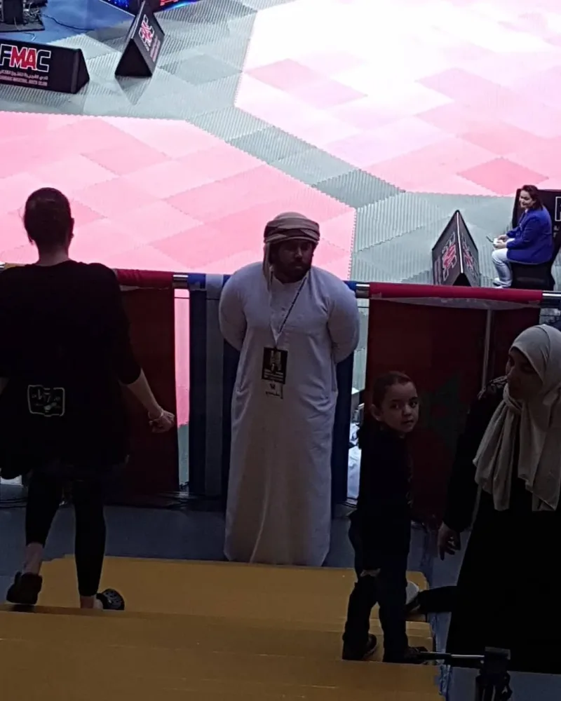 فعالية التايكواندوا المقامة اخيرا في مجمع زايد الرياضي ومشاركة فريق سواعد زايد التطوعي